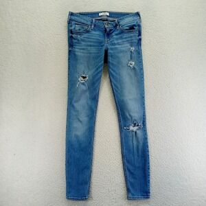 Hollister California Womens Jeans Juniors‎ 5R Size 27x31 Blue Distressed Skinny